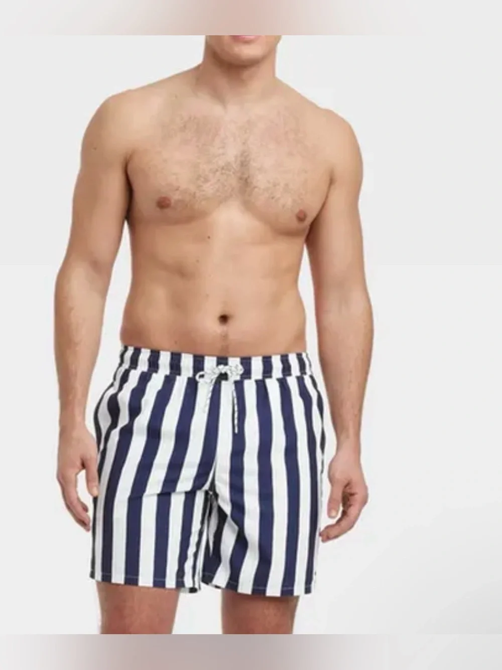 Goodfellow 7” Swim Trunks Navy Blue & White Stripe with Liner NWT